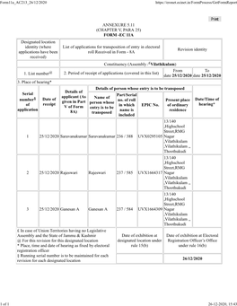 (CHAPTER V, PARA 25) FORM -EC 11A Designated Location Identity