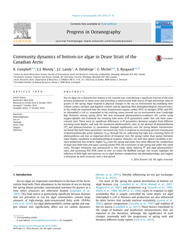 Community Dynamics of Bottom-Ice Algae in Dease Strait of the Canadian Arctic ⇑ K