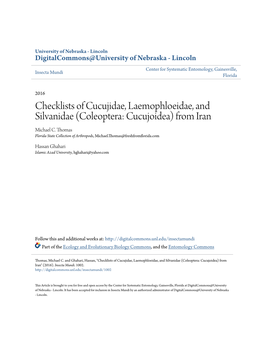Checklists of Cucujidae, Laemophloeidae, and Silvanidae (Coleoptera: Cucujoidea) from Iran Michael C