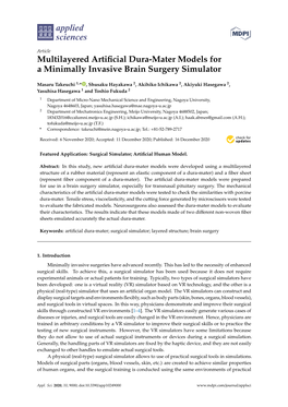 Multilayered Artificial Dura-Mater Models for a Minimally Invasive