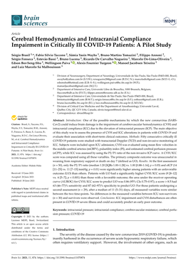 Cerebral Hemodynamics and Intracranial Compliance Impairment in Critically Ill COVID-19 Patients: a Pilot Study