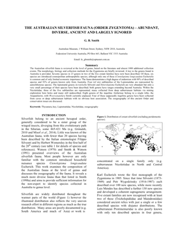 The Australian Silverfish Fauna (Order Zygentoma) – Abundant, Diverse, Ancient and Largely Ignored