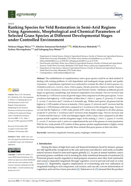 Ranking Species for Veld Restoration in Semi-Arid Regions Using