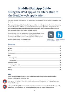 Huddle Ipad App Guide Using the Ipad App As an Alternative to the Huddle Web Application