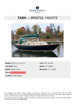 Tash — Bristol Yachts