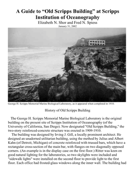 A Guide to “Old Scripps Building” at Scripps Institution of Oceanography Elizabeth N