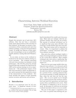 Characterizing Antivirus Workload Execution