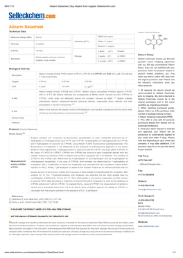 Alizarin Datasheet | Buy Alizarin from Supplier Selleckchem.Com