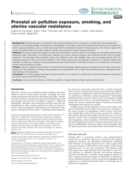 Prenatal Air Pollution Exposure, Smoking, and Uterine Vascular