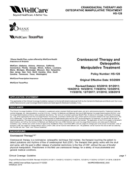 Craniosacral Therapy and Osteopathic Manipulative Treatment Hs-128