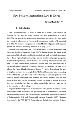 New Private International Law in Korea 267 New Private International Law in Korea