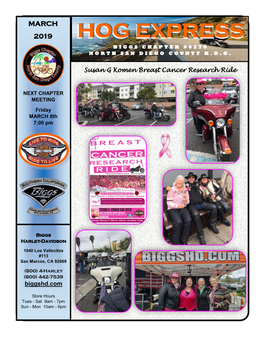 Biggs HOG Chapter) Booking Cutoff: 3/5/2019 ~ Cancellation Cutoff 3:00 Pm 3/15/2019