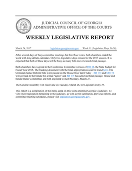 Weekly Legislative Report