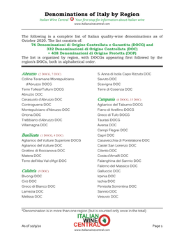 Denominations of Italy by Region Italian Wine Central Your First Stop for Information About Italian Wine