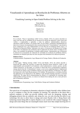 Visualizando El Aprendizaje En Resolución De Problemas Abiertos En Las Artes