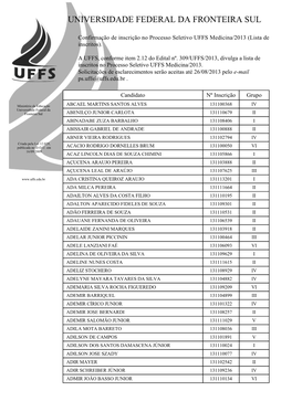 Universidade Federal Da Fronteira Sul