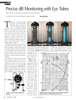 Precise Db Monitoring with Eye Tubes This Circuit for Use with Eye Tubes Eliminates Variations for Precise and Accurate Signal Measurements