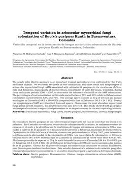 Temporal Variation in Arbuscular Mycorrhizal Fungi Colonization Of