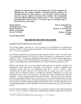 Board of Review Decision