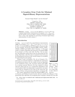 A Loopless Gray Code for Minimal Signed-Binary Representations