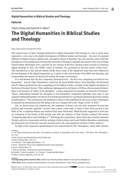 The Digital Humanities in Biblical Studies and Theology