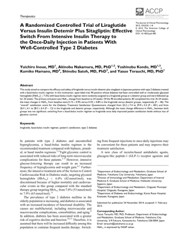 A Randomized Controlled Trial of Liraglutide Versus