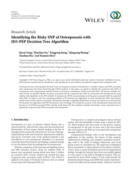 Identifying the Risky SNP of Osteoporosis with ID3-PEP Decision Tree Algorithm