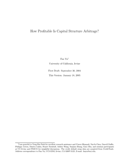 How Profitable Is Capital Structure Arbitrage?