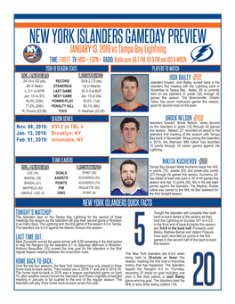 New York Islanders Gameday Preview