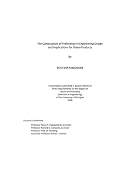 The Construction of Preference in Engineering Design and Implications for Green Products