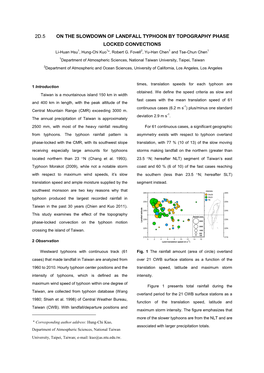 2D.5 on the SLOWDOWN of LANDFALL TYPHOON by TOPOGRAPHY PHASE LOCKED CONVECTIONS Li-Huan Hsu1, Hung-Chi Kuo1*, Robert G