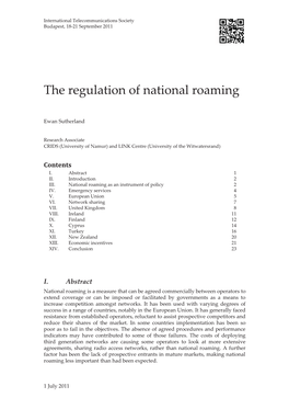 The Regulation of National Roaming