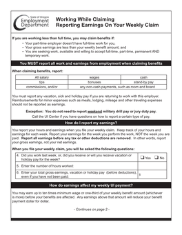 Working While Claiming Reporting Earnings on Your Weekly Claim