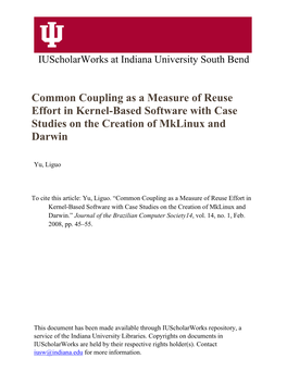 Common Coupling As a Measure of Reuse Effort in Kernel-Based Software with Case Studies on the Creation of Mklinux and Darwin