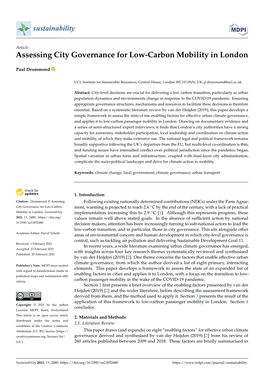 Assessing City Governance for Low-Carbon Mobility in London