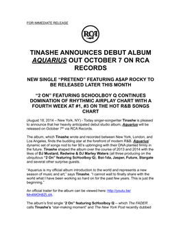 Tinashe Aquarius Release Date Announcement 0