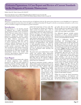 Urticaria Pigmentosa: a Case Report and Review of Current Standards in the Diagnosis of Systemic Mastocytosis