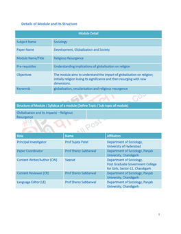 Details of Module and Its Structure