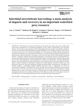 Intertidal Invertebrate Harvesting: a Meta-Analysis of Impacts and Recovery in an Important Waterbird Prey Resource