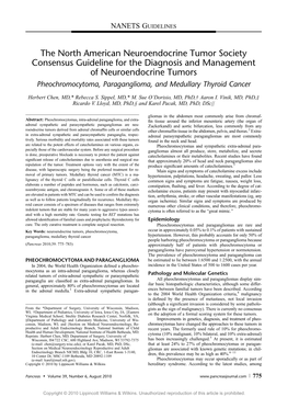 The North American Neuroendocrine Tumor Society Consensus