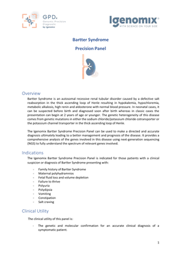 Bartter Syndrome Precision Panel Overview Indications Clinical Utility