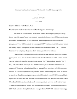 Structural and Functional Analysis of the Vaccinia Virus O1 Virulence Protein