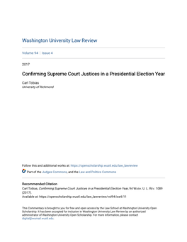 Confirming Supreme Court Justices in a Presidential Election Year