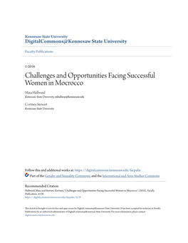 Challenges and Opportunities Facing Successful Women in Mocrocco Maia Hallward Kennesaw State University, Mhallwar@Kennesaw.Edu