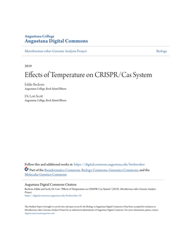Effects of Temperature on CRISPR/Cas System Eddie Beckom Augustana College, Rock Island Illinois