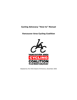 Cycling Advocacy “How-To” Manual