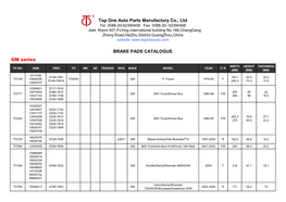 Top One Auto Parts Manufactory Co., Ltd GM Series BRAKE PADS