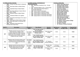 ALTERED SCHOOL ROUTES: • 569W – Hunters Hill High School To