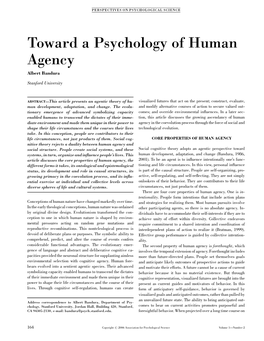 (2006) Towards a Psychology of Human Agency