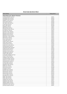 Street Index by District Ward Street Address Polling District